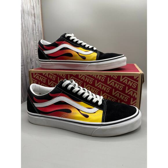 Vans Old Skool Fire Red Yellow Flame Men’s Sneakers 10 - Picture 3 of 13